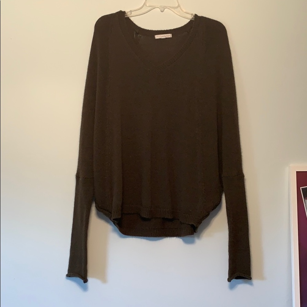 Green v-neck sweater